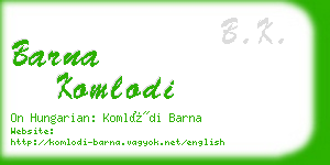 barna komlodi business card
